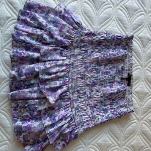 Maje Lavender Floral Smocked Mini Skirt